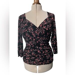 Pepperberry Bravissimo Top Size 12 Pin Up Really Curvy Black Red Long Sleeve